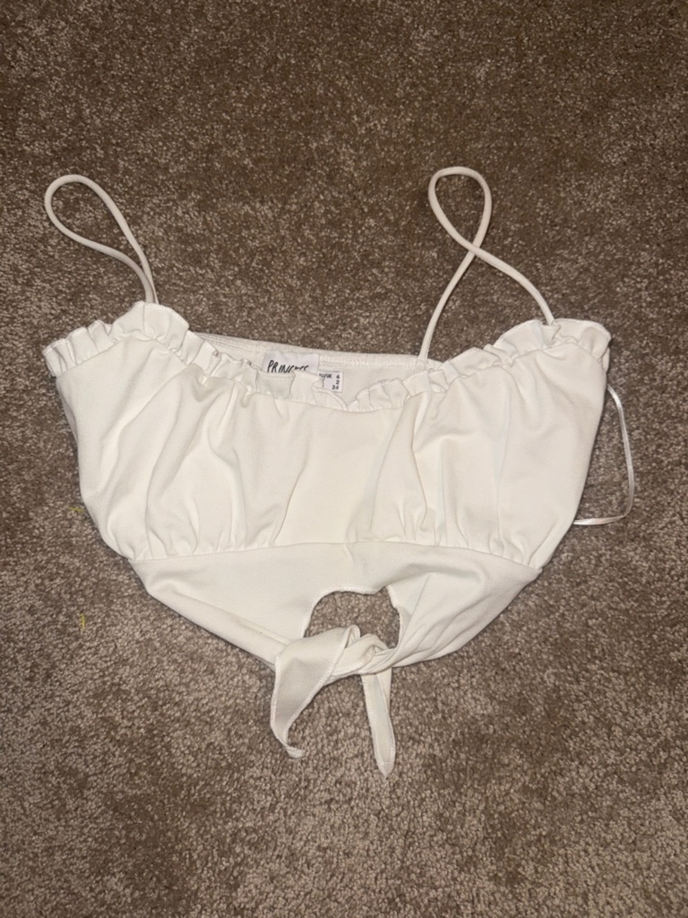 Princess Polly Cream Tie-Front Crop Bandeau. A